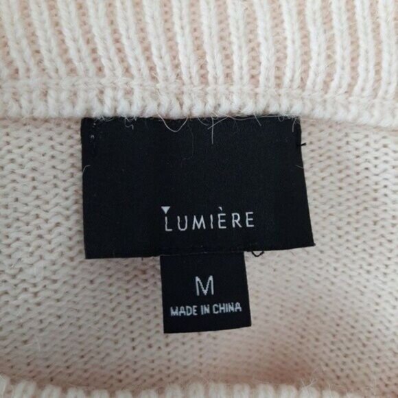 LUMIERE NEW Ruffle Sleeve Pullover Sweater Knit Top Blush Pink Sz M - Picture 12 of 13